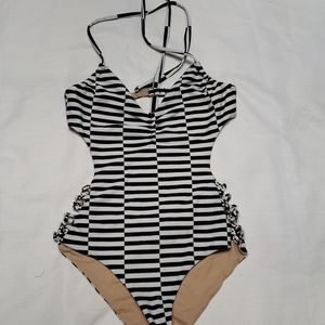 Vanilla/Beach Black & White One Piece Swimsuit
